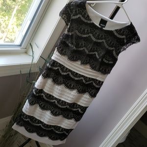 Melrose Size 6, Dress, Black and White with Lace